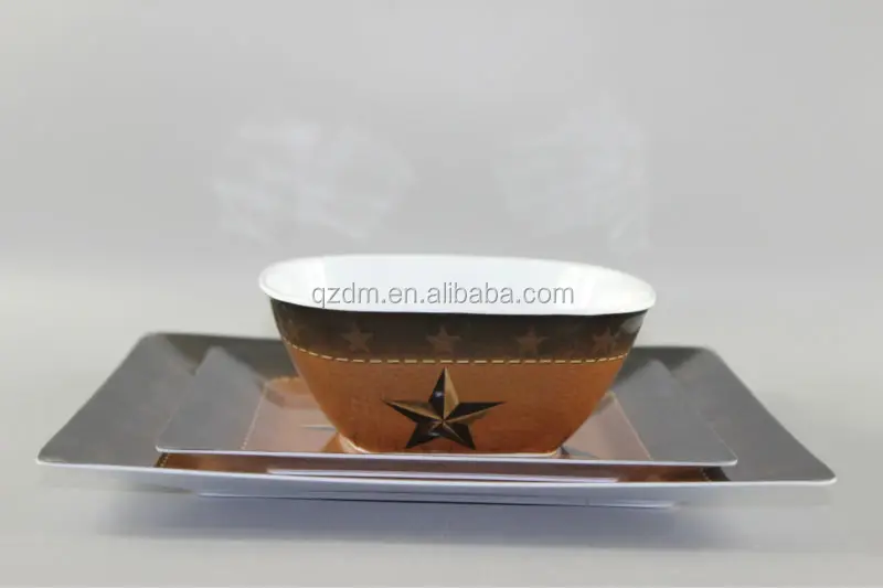 Square Shape Melamine Plate And Bowl Set/Square Dinner Set