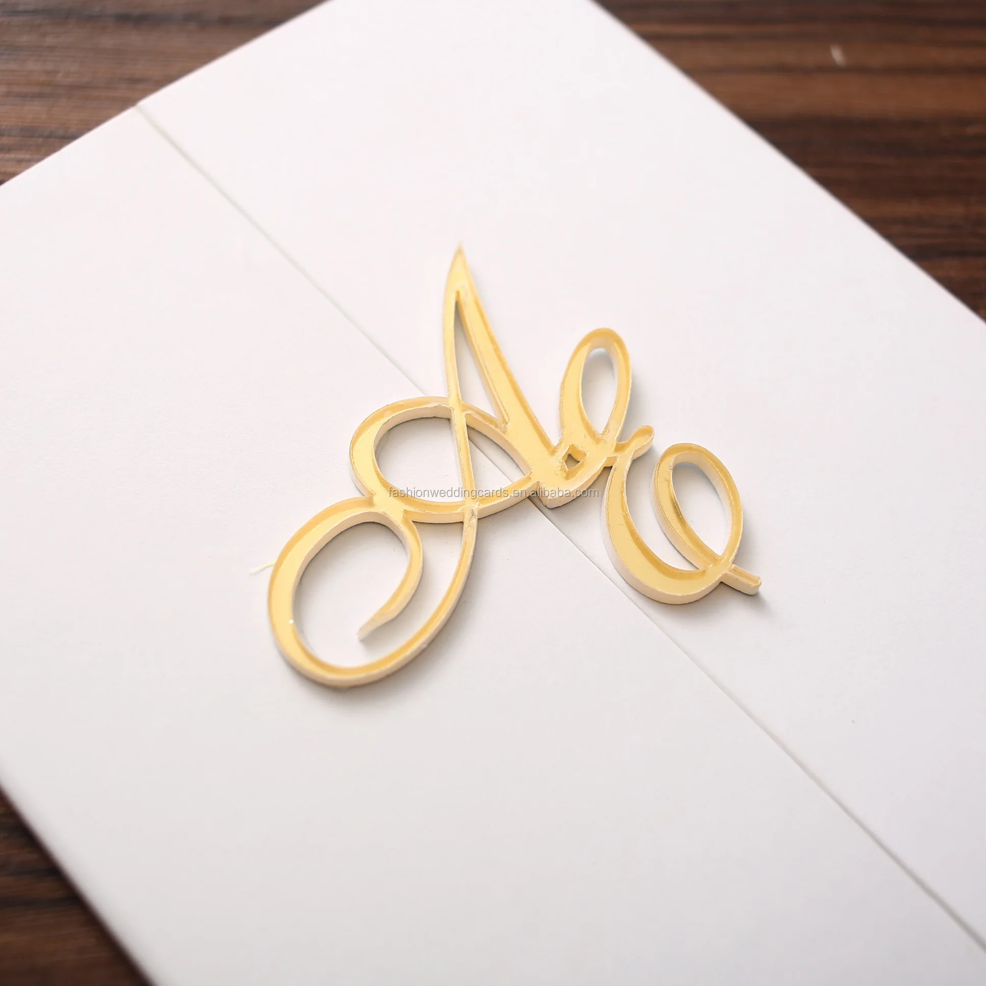 Cheap Australia Gorgeous Hardcover Book Style Wedding Invitations with Monogram Acrylic Accessory
