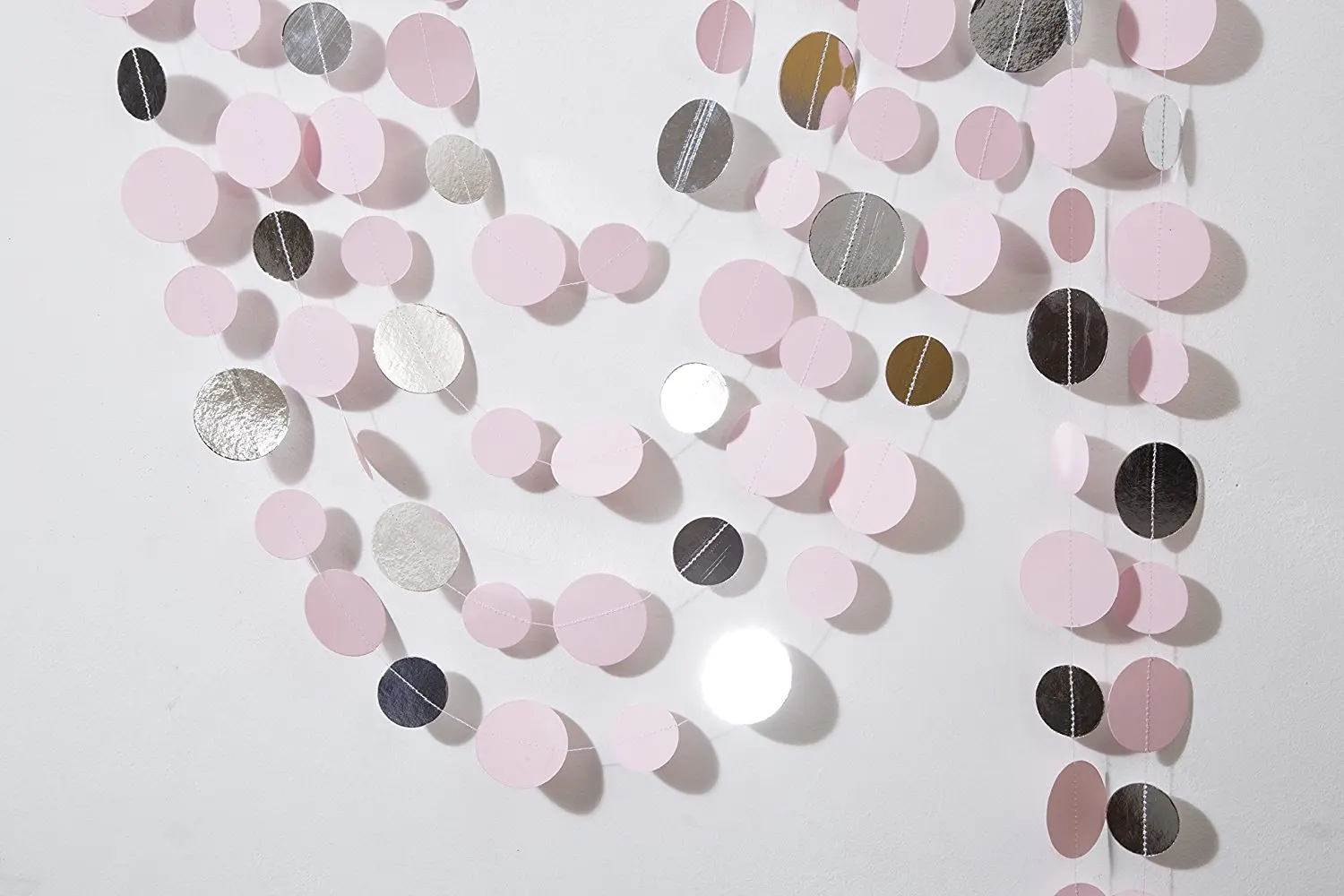 Bridal shower decoration, Pink silver garland, Wedding garland, Wedding decoration, Metallic garland,Shimmer garland,Paper garland