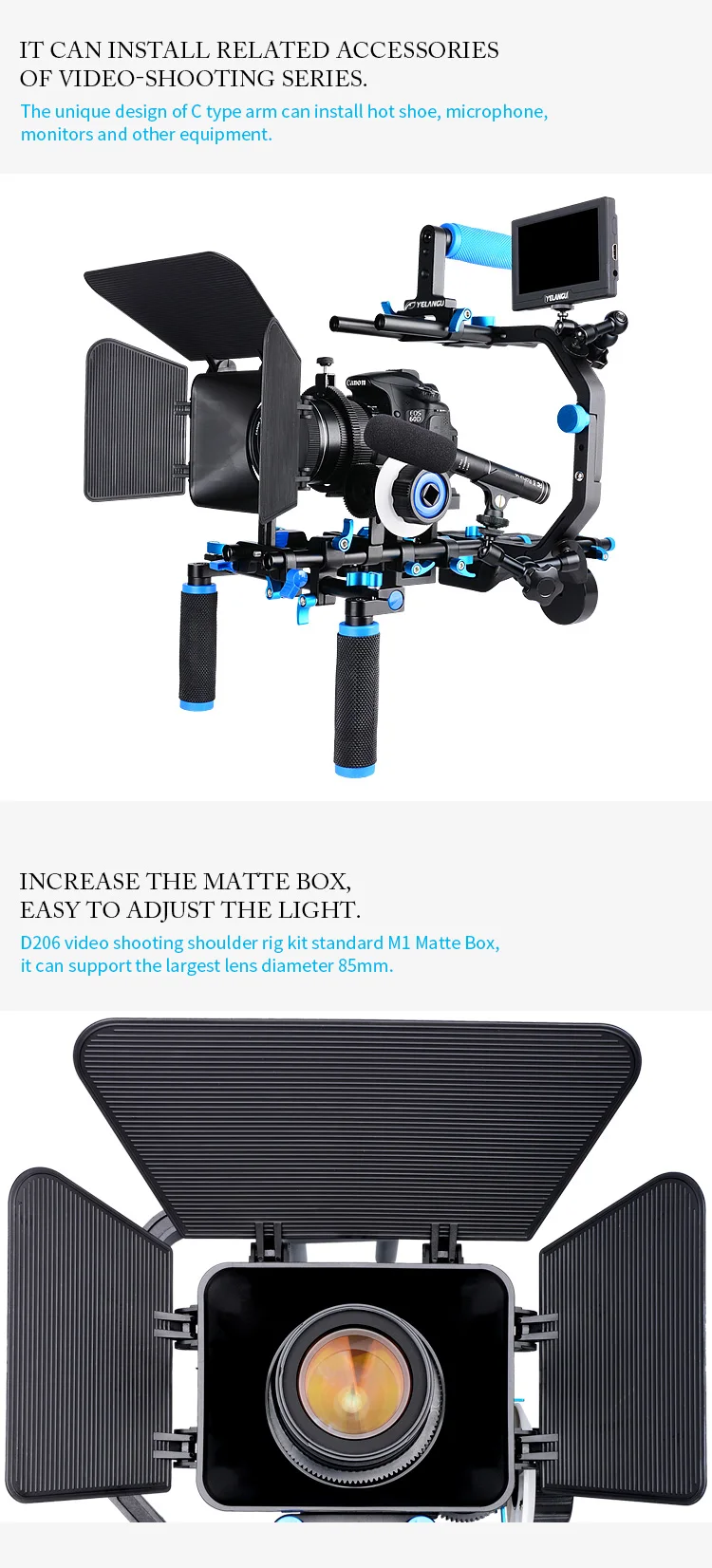 Yelangu D206 Dslr Handheld Camera Shoulder Mount Rig Kit + Follow Focus ...