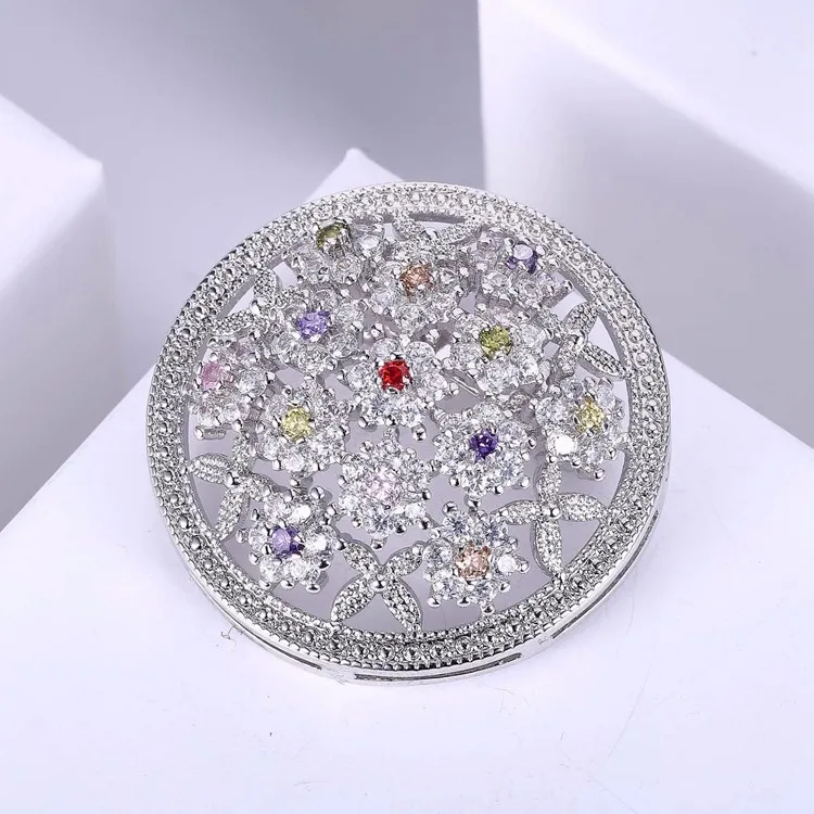 2018 Most Popular Brooch Round Shape Brooches For Women In Rhinestone