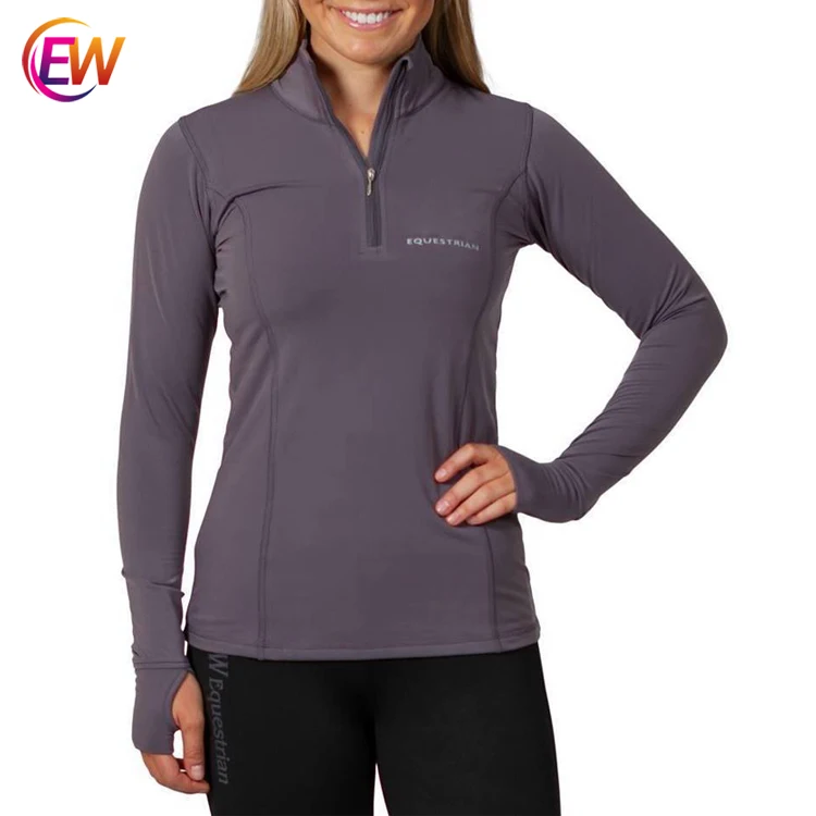 High Quality Ladies Equestrian Tops Horse Racing Riding Long Sleeve Polo Shirt