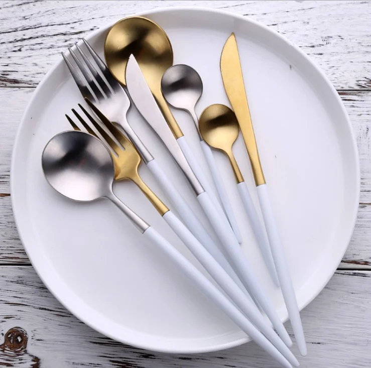 Luxury Gold Plated Cutlery,Wedding Gold Flatware,Matt Gold Plated