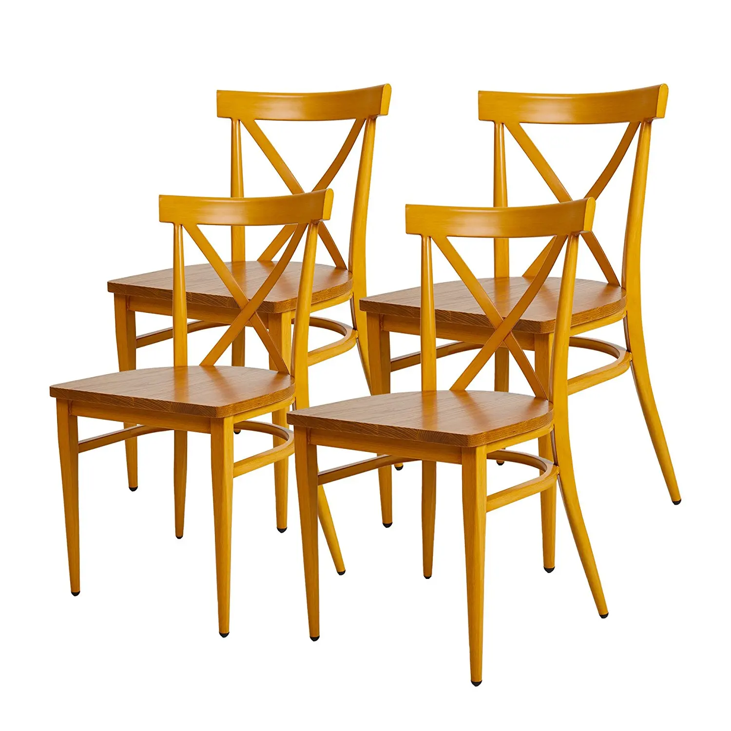 Cafe Bistro Chairs Find Deals On Line At Get Quotations Karmas Product 4 Pack Stackable Metal Dining Chairs W Wood Seat Indoor Outdoor