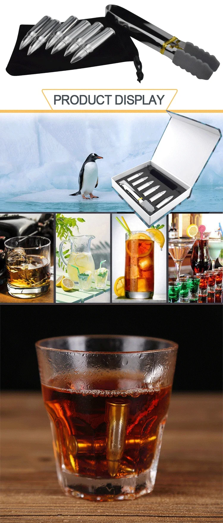 Stainless Steel Bullet Shaped Ice Cubes Chilling Rocks Bullet Ice Cubes Wine Chiller Buy