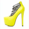 Yellow women shoes stilettos 12cm high heel zip pump zip fashion party evening wear elastic rope dress shoe