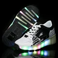 2016 LED light heelys children Breathable mesh Black shoes sneakers with wheels kids roller skates shoes