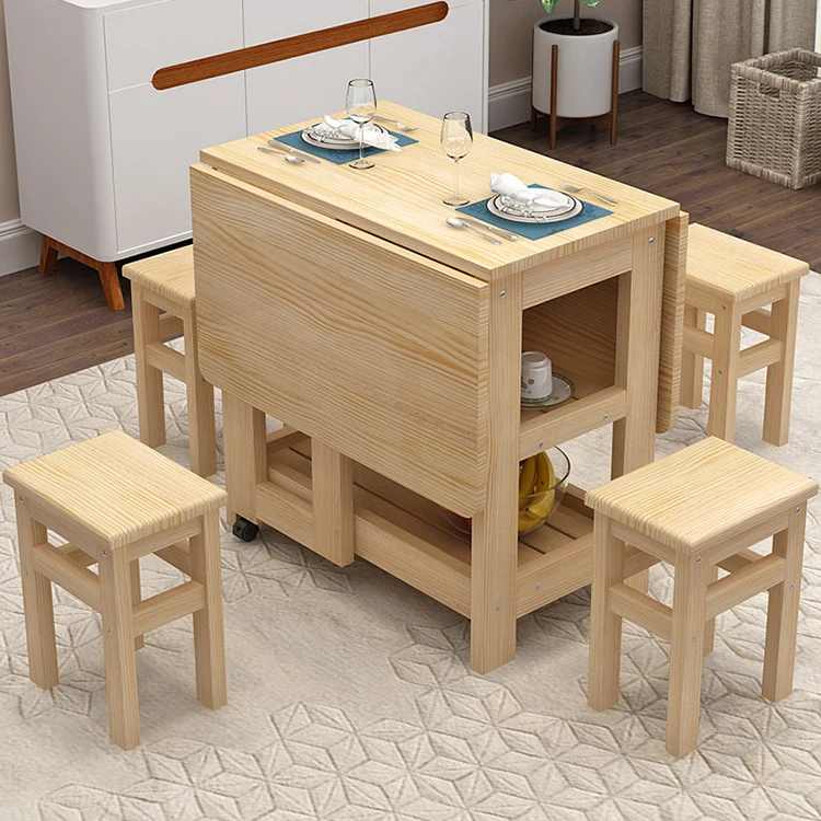 Creative Modern Wood Dining Table And Chairs Set Folding Table Chairs ...