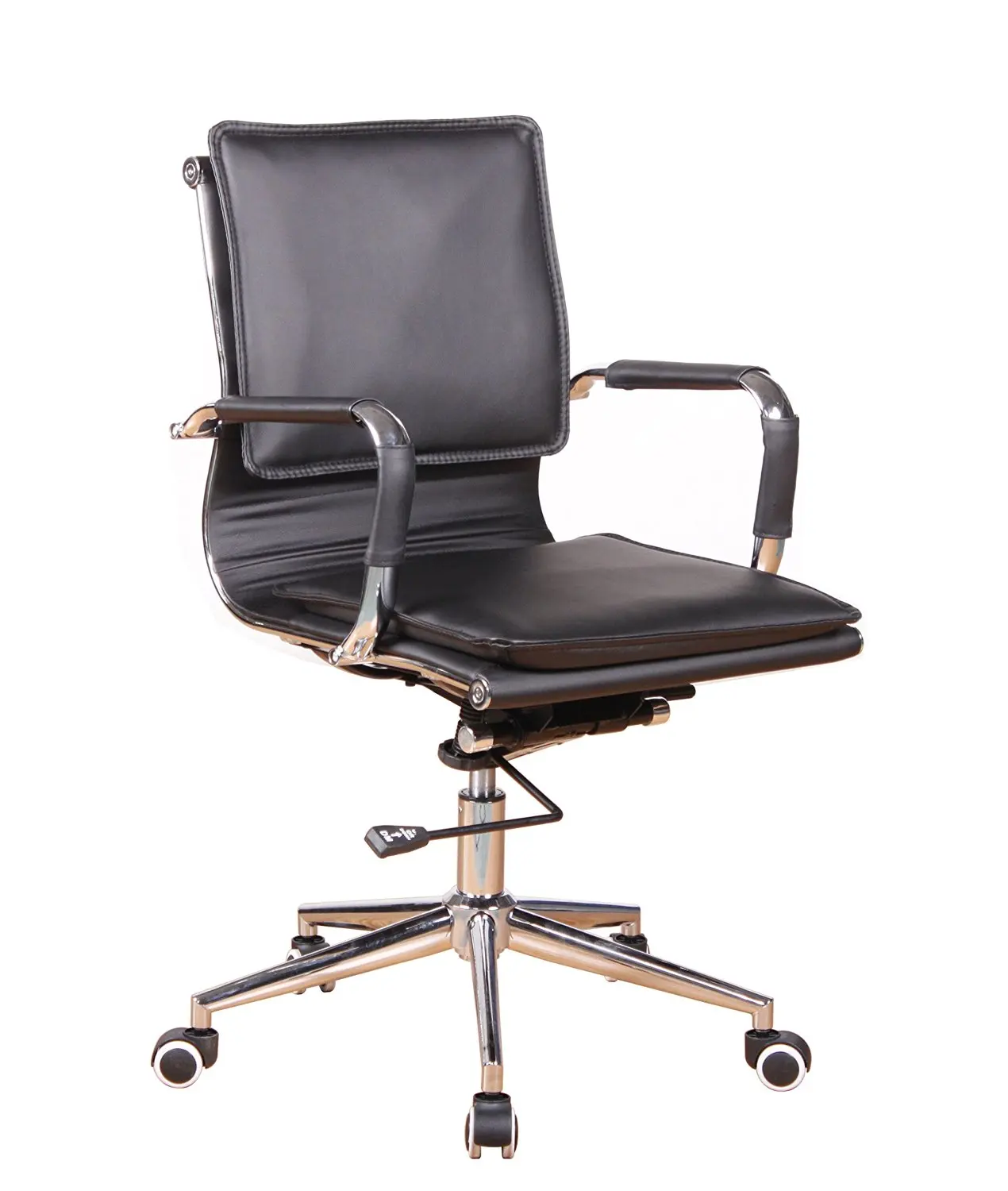 Office Factor Black Bonded Leather Modern Contemporary Managers Office Factor Black Bonded Leather Modern Contemporary Managers Executive Desk Chair Polyurethane Casters For Hard