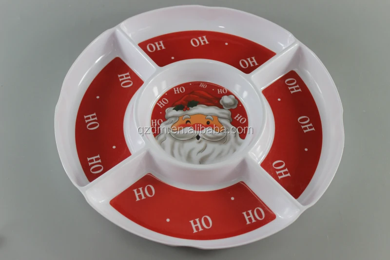Melamine Five Divide plate ,Christmas Dishes , Xmas Plate