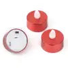 Pack 6 Hot Sales Red Plating Pillar LED Candles For Christmas Decoration Party Tea Light