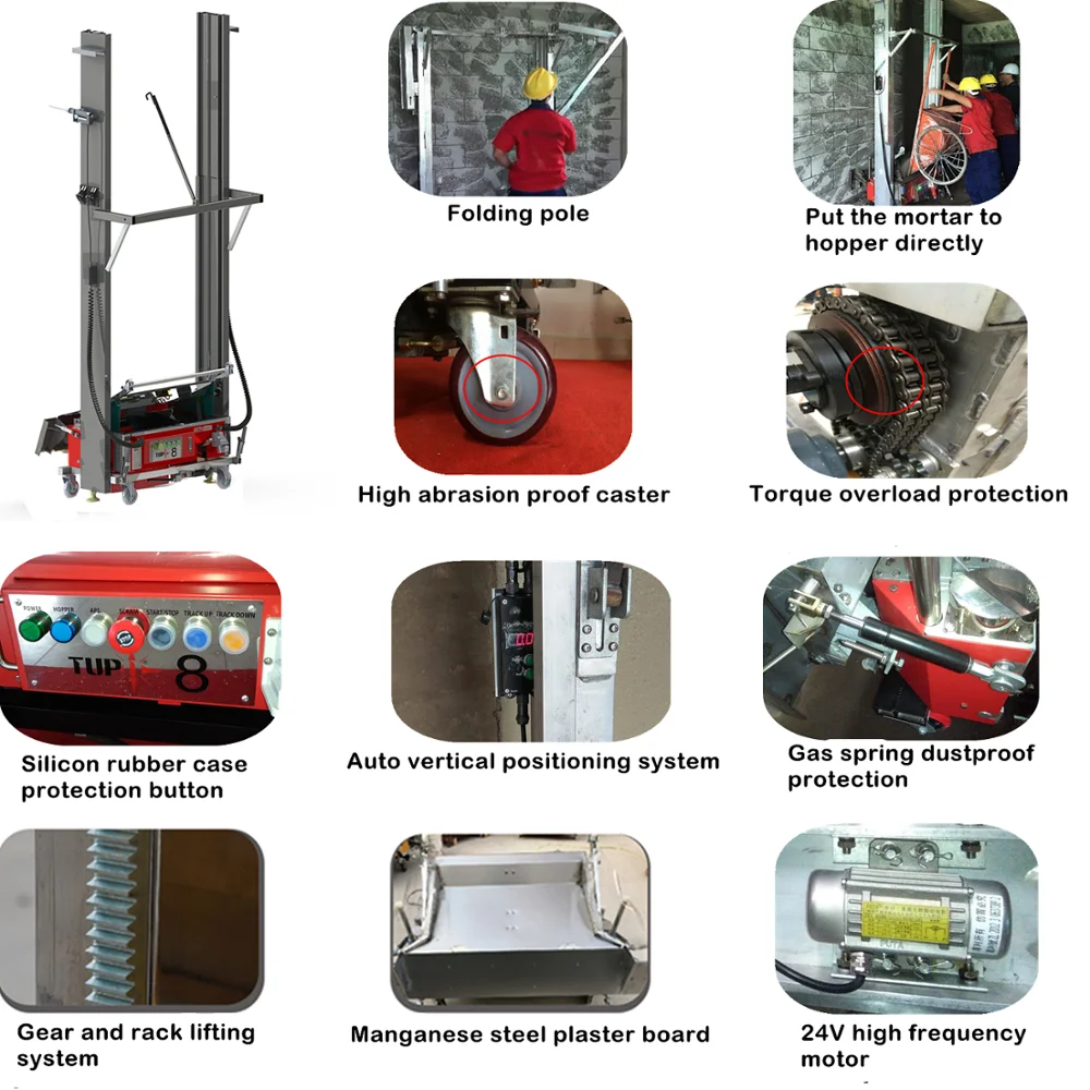 Auto Wall Mortar Cement Plastering Machine For Brick Wall Alibaba Com