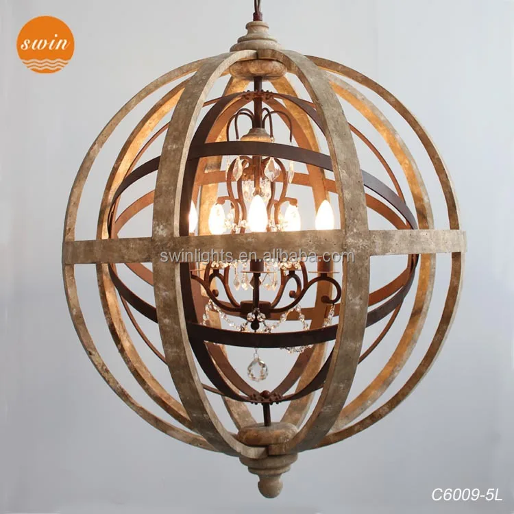 Antique Lighting Globe Wooden Chandelier Crystal Pendant Light C6009 5l View Wooden Chandelier Swin Product Details From Zhongshan Swin Lighting Co Ltd On Alibaba Com