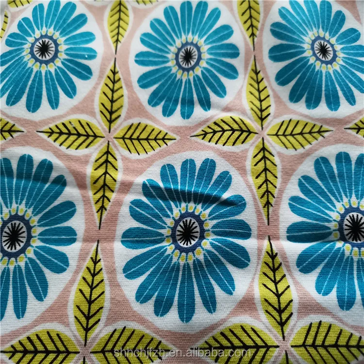 Flower Design Printed Cotton Jersey Fabric For Women Garment Buy