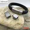 free shipping Matt silver Rectangle Stainless Steel Slide Lock Magnetic Clasps 12x6mm For DIY Men's Leather Cord Bracelets
