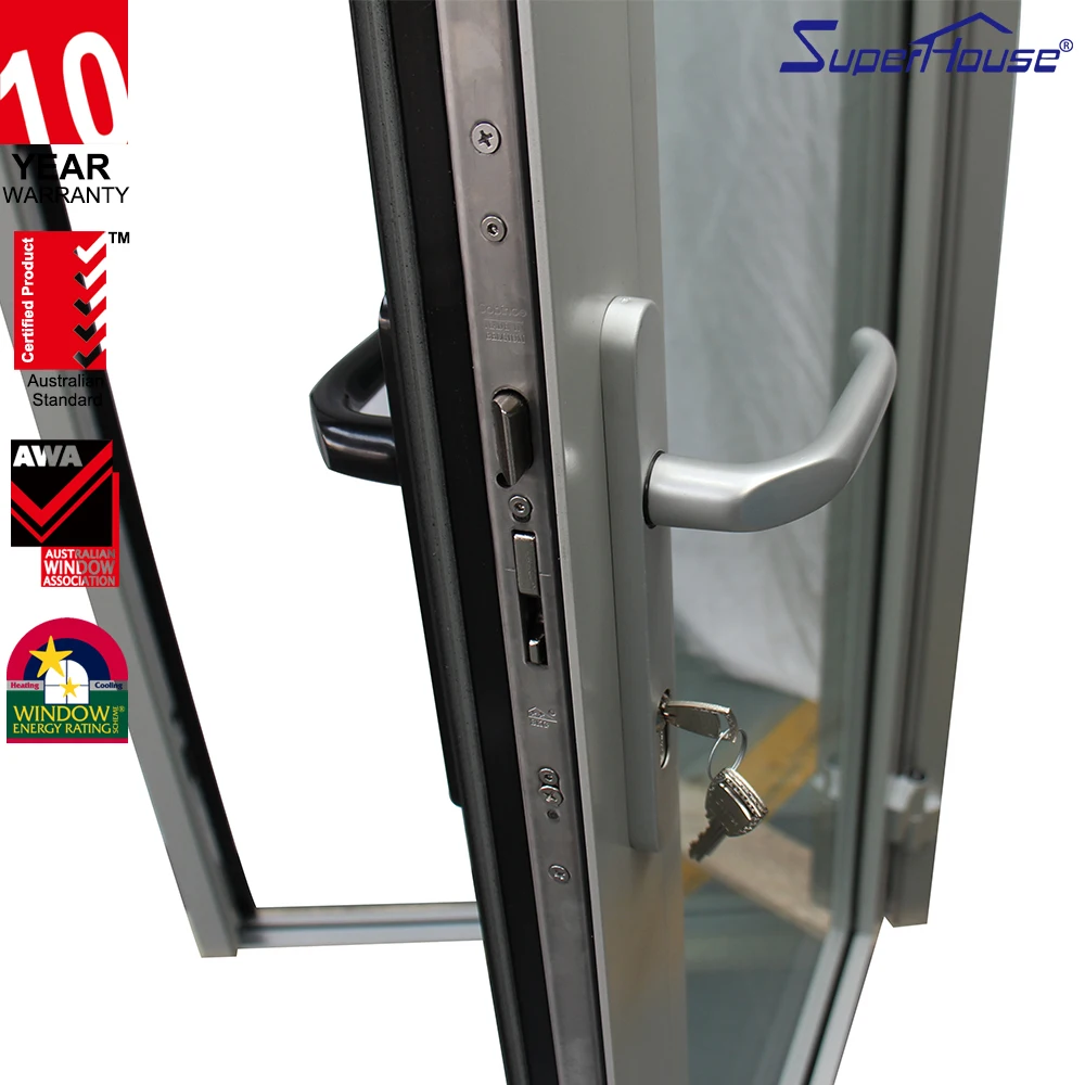 10 years warranty high quality Miami Dade NOA glazed exterior impact aluminium French door