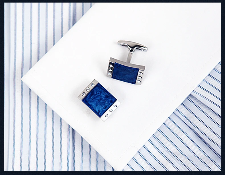 Muduh Collection French shirt cufflinks for mens Brand Blue Enamel Cuff link Male Luxury Wedding Button High Quality Free Shipping