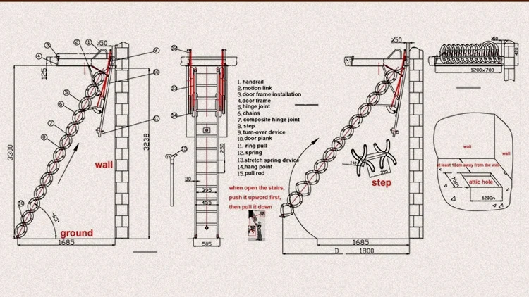 Flexible Pull Down Attic Stairs With Railing