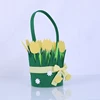 New products ecofriendly artificial handmade felt eggs bag with narcissus for Easter