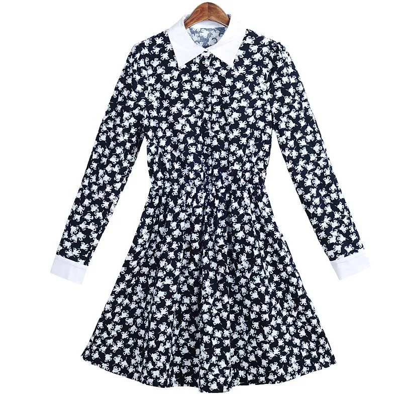 black long sleeve dress with white collar