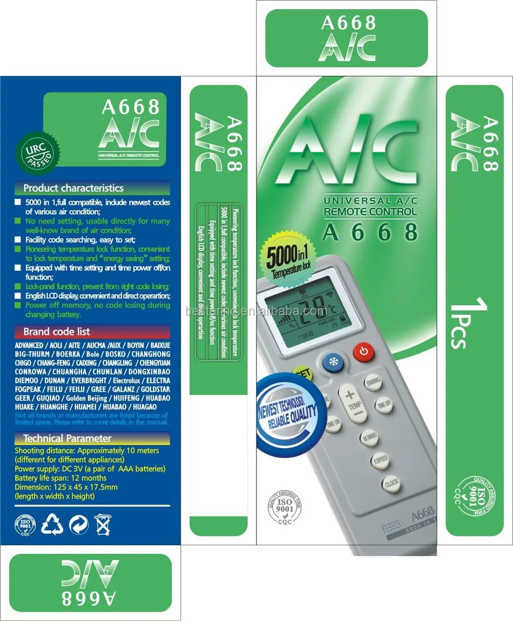 Universal Remote Control For A/c A668 Buy Air Conditioner Remote
