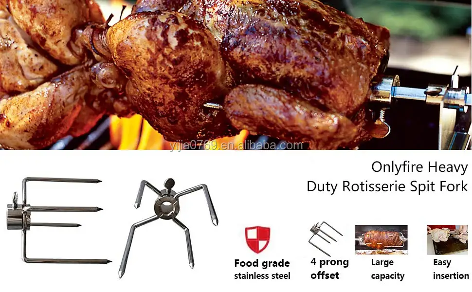 Stainless Steel Grill Rotisserie Forks(1pair)fits For er 3/8" And 5/16" Square Spit Rods