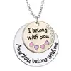 Dog Pendant Necklace, Silver And Gold Round Plate Engraved With Letter "I will always with you"