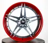 Hot Sale Special Design Two Pieces Red Rim Lip and Silver Face Forged Wheel Rim