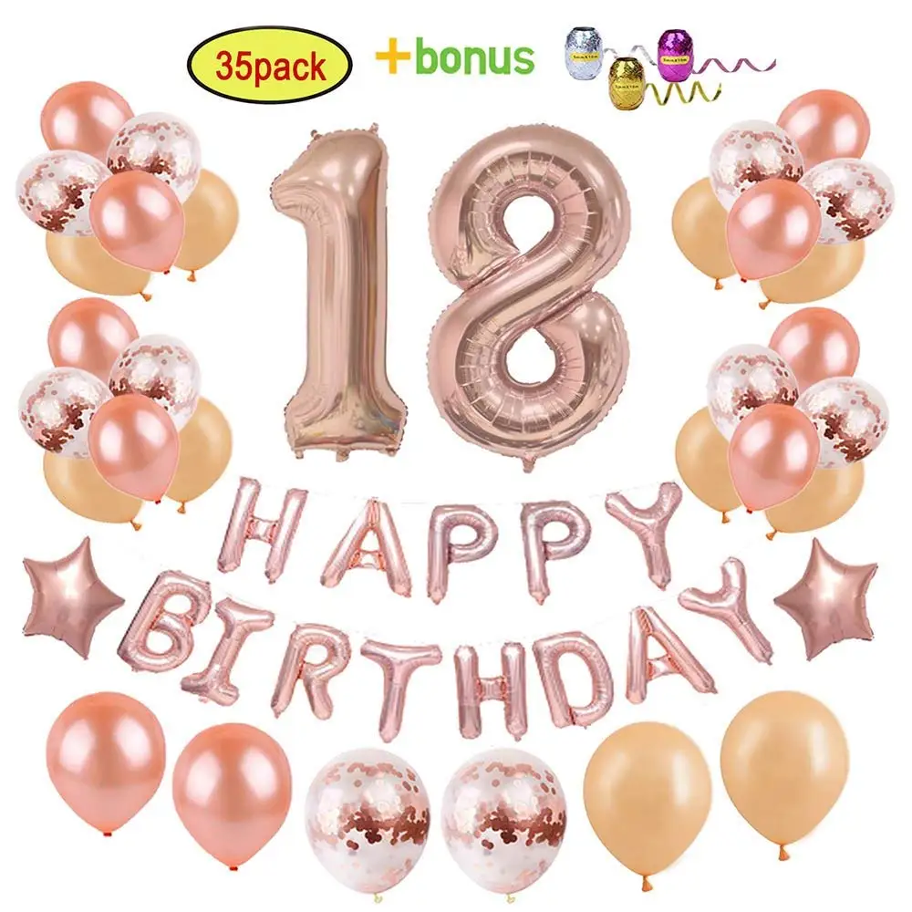 Cheeringup 21st Birthday Decorations Party Supplies Set-Rose Gold Confetti Latex Number Balloons-Happy 21st Birthday Banner as Gift for Her Girls,Women,Men Table Decorations Favors,Photo Props