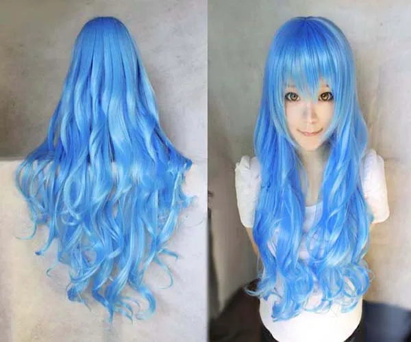 80cm 300g Long Wavy Heat Resistant Cosplay Anime Wig Ladies White