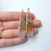 Yellow Gem Semiprecious Gemstone Set Natural Stone Cutting Vintage Beads Moss Agate 51x12x4mm 7.89g