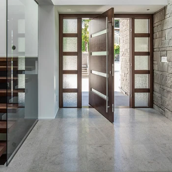 Factory Price Exterior Glass Solid Wooden Pivot Door With