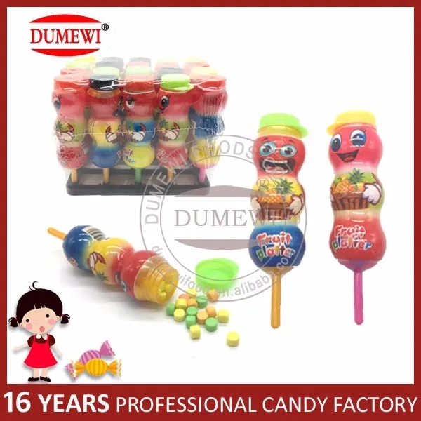 Fruit Flavor Hard Candy Gourd Shape Lollipop Toy Candy