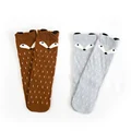 Cotton cute fox kids children girls baby socks hosiery grey winter happy compression thermal high running