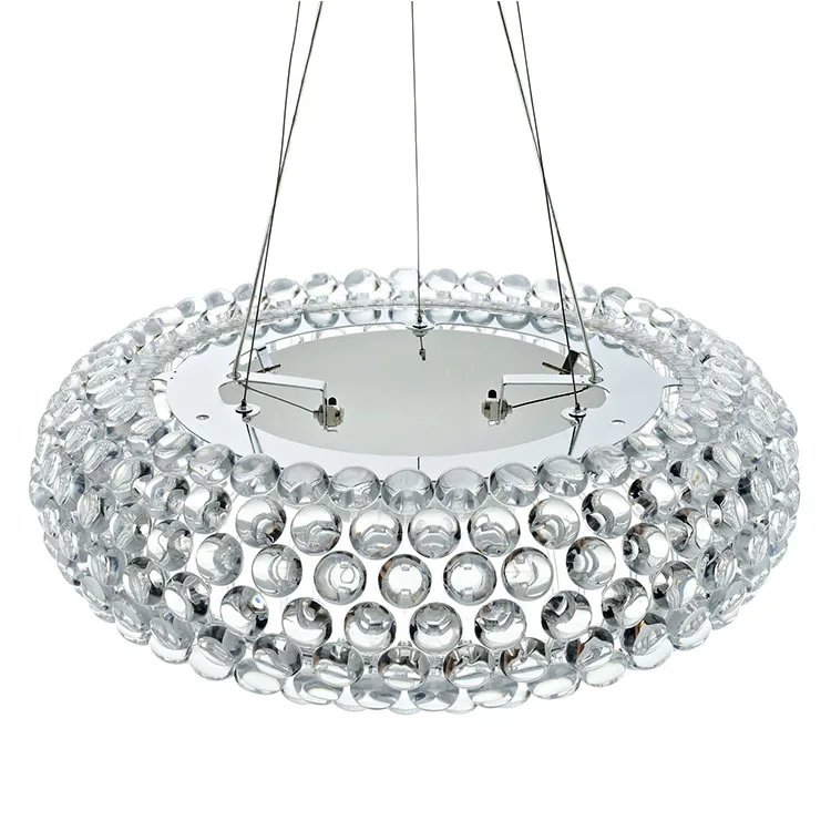 Round Transparent Glass Ball With Chrome Metal Frame Pendant Light