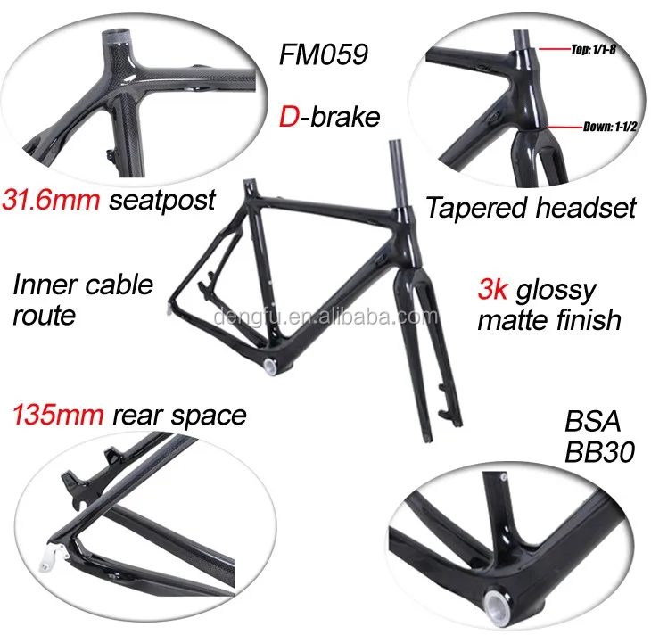 Disc Cyclocross Bicycle Carbon Frameset Fm059 50cm Cyclocross Cx Bike