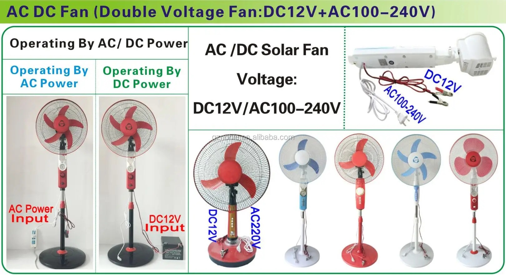China Factory 16inch 18inch 12v Dc Solar Ac Dc Rechargeable Fan With