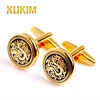 KMC022 Xukim 18k gold plated gold cufflinks male French and Wholesale Customs Logo Simple Cufflink