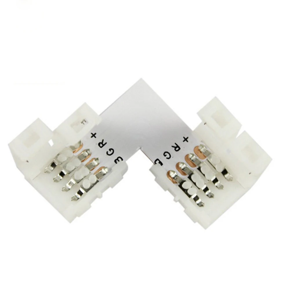 4 pin LED Connector L Shape For connecting corner right angle 10mm 5050 LED Strip Light RGB Color