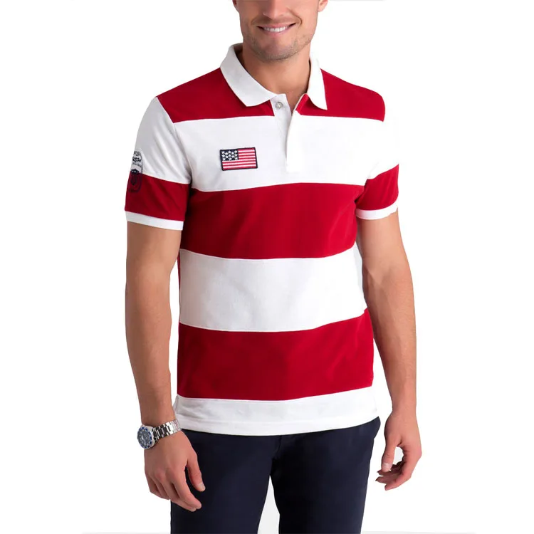 Red And White Striped Men's Size Medium Polo - Buy Polo Shirt With Left ...