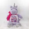 Personalized Stuffed Animal Unicorn, Embroidered Stuffed Animal, Birth Announcement