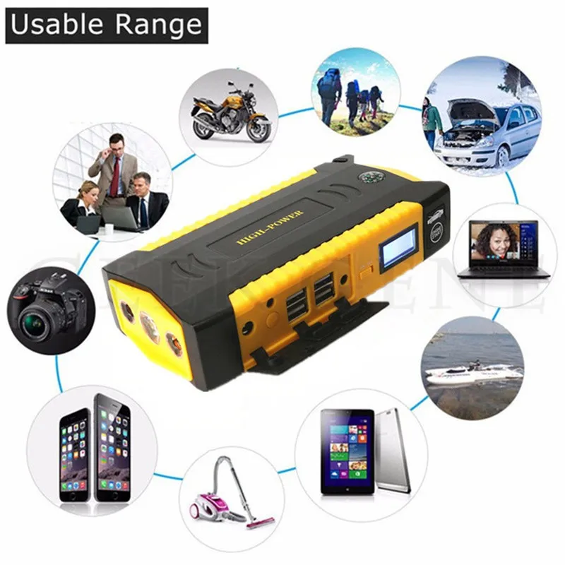 Geek Gene16000mah Car Jump Starter Bank Mini Comp 600a Peak Geek Gene16000mah Car Jump Starter Bank Mini Comp 600a Peak Charger 4usb Led Lights
