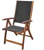 Wood and Textile Folding Deck Chairs Backrest Adjustable Black