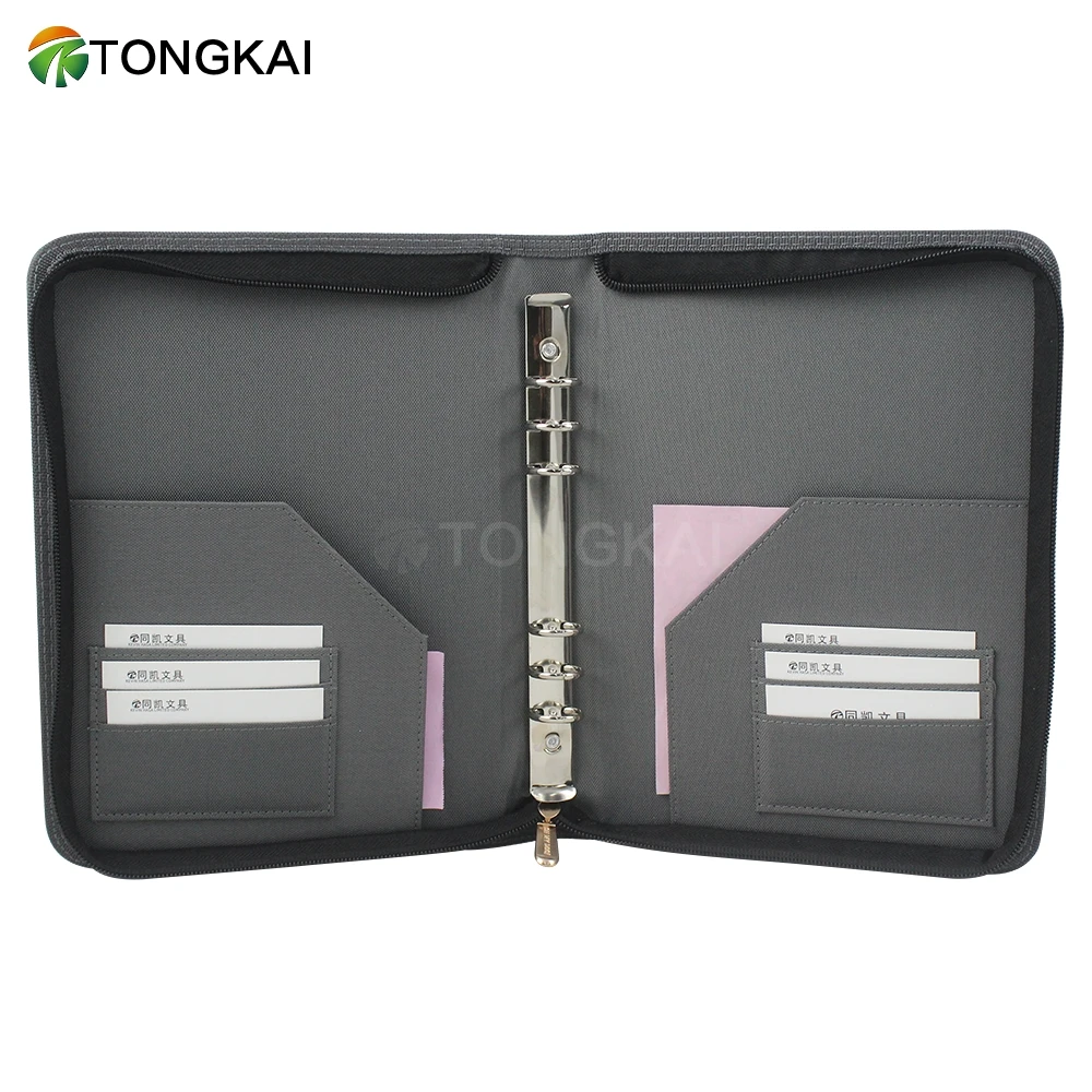 6 Ring Binder Folio A4 Portfolio Zippered Padfolio Canvas Business
