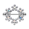 Surgical Steel Bar Breast Ring / Clear Snowflake Nipple Shield