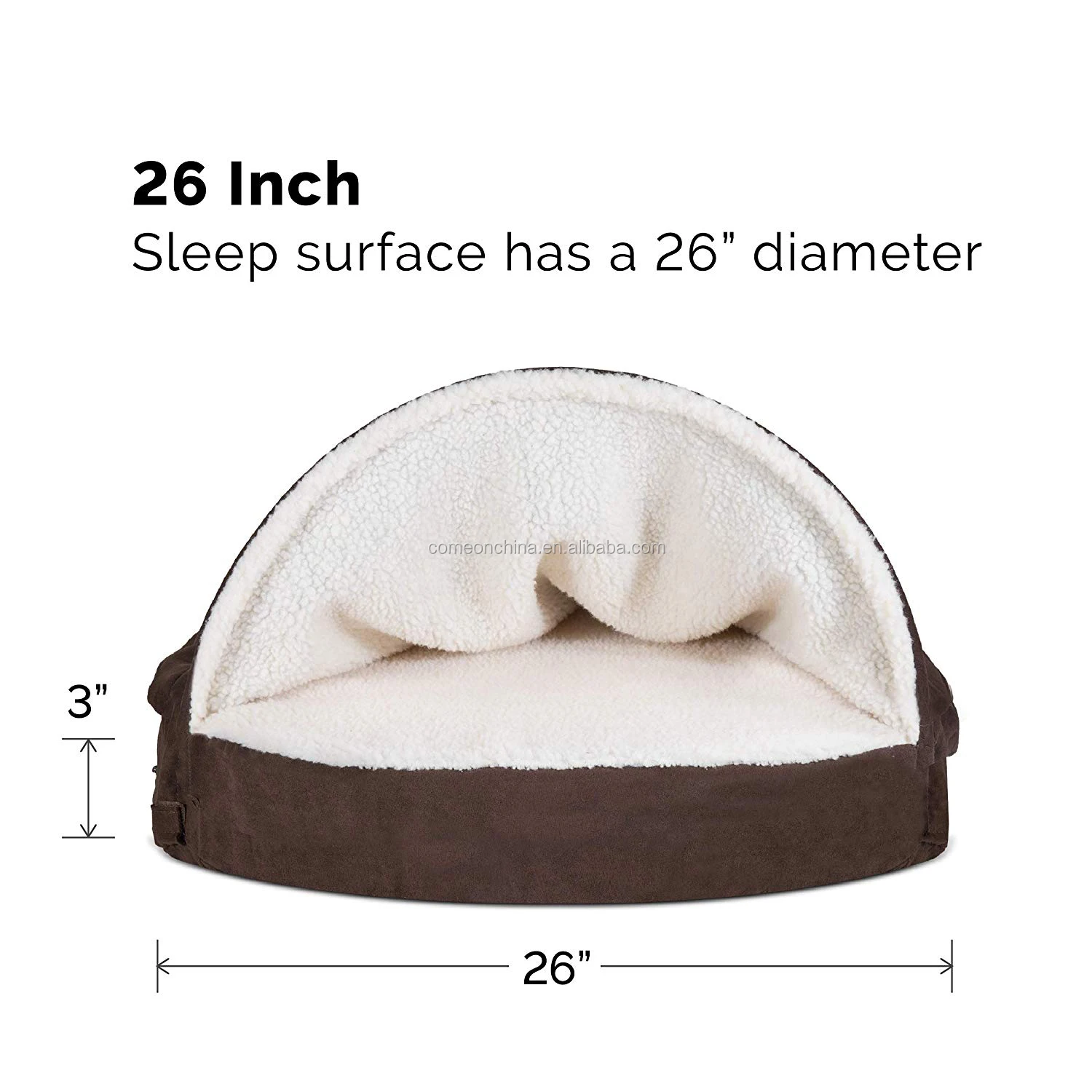 Cozy Orthopedic Dog Bed Cuddler Small Cat Round Hooded Blanket Pet ...