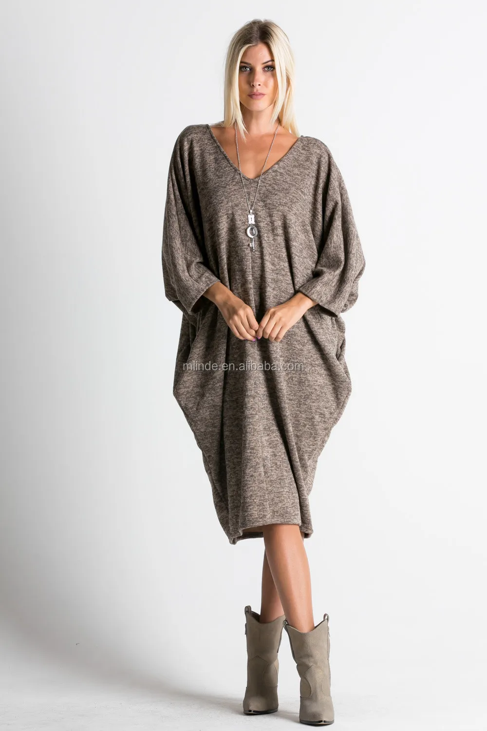 Robe Pull Designer Nouveau Tricot Pièce Soirée Femme Femmes Buy Col De Boxy Drapé Mature Dames Une Hiver Robes V Longues Chiné Manches jL5qAR34
