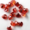 Synthetic Passionate Orange Red Heart Shape AAAAA Cubic Zirconia Pave Beads Korea