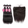 Indian Virgin Straight hair 13x4 Ear To Ear Lace Frontal Closure With Bundles Human Hair Weave Remy hair bundles with frontal