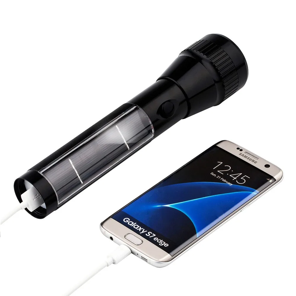 Sun Energy Led Flashlight With Backup Battery/solar Power Rechargeable